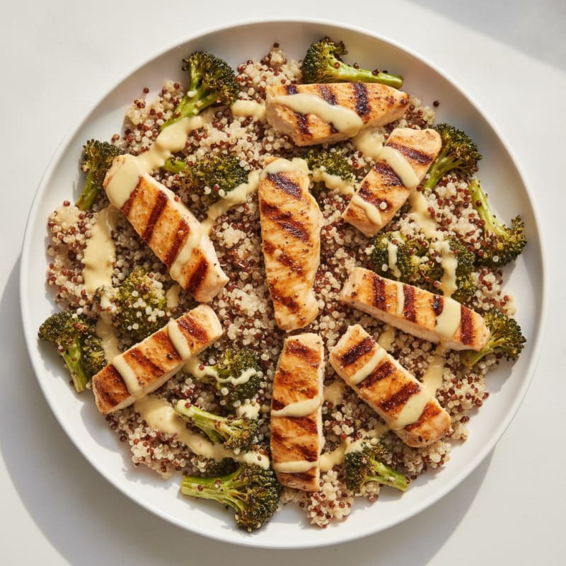 Grilled Chicken and Quinoa Power Bowl with Roasted Broccoli