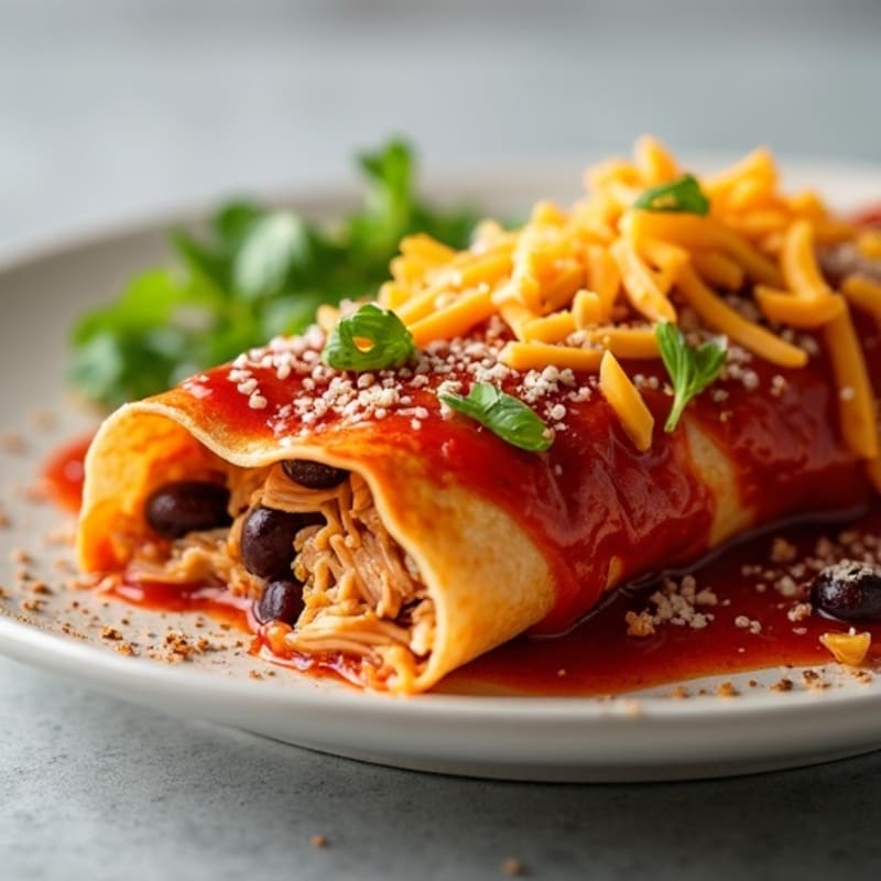 Baked Shredded Chicken Enchiladas with Smoky Red Sauce