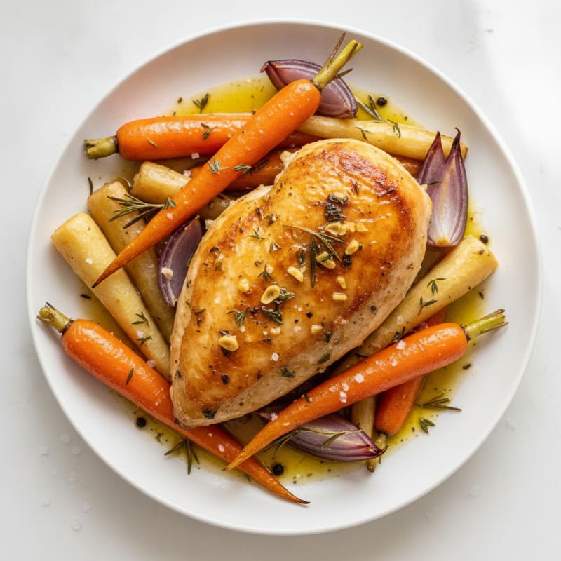 Garlic Herb Roasted Chicken with Root Vegetables
