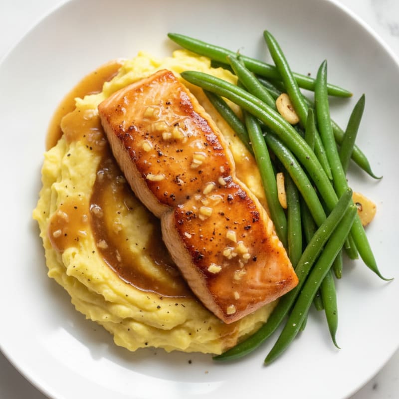 Soy-Ginger Glazed Salmon with Mashed Potatoes