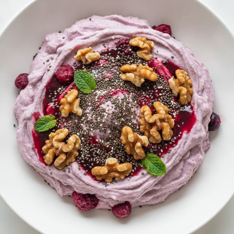 Silky Tofu Protein Smoothie Bowl with Chia and Berries