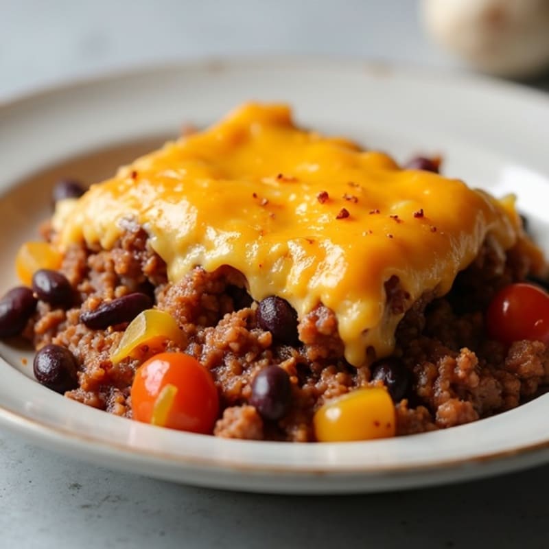 Hearty Cheesy Beef and Black Bean Bake