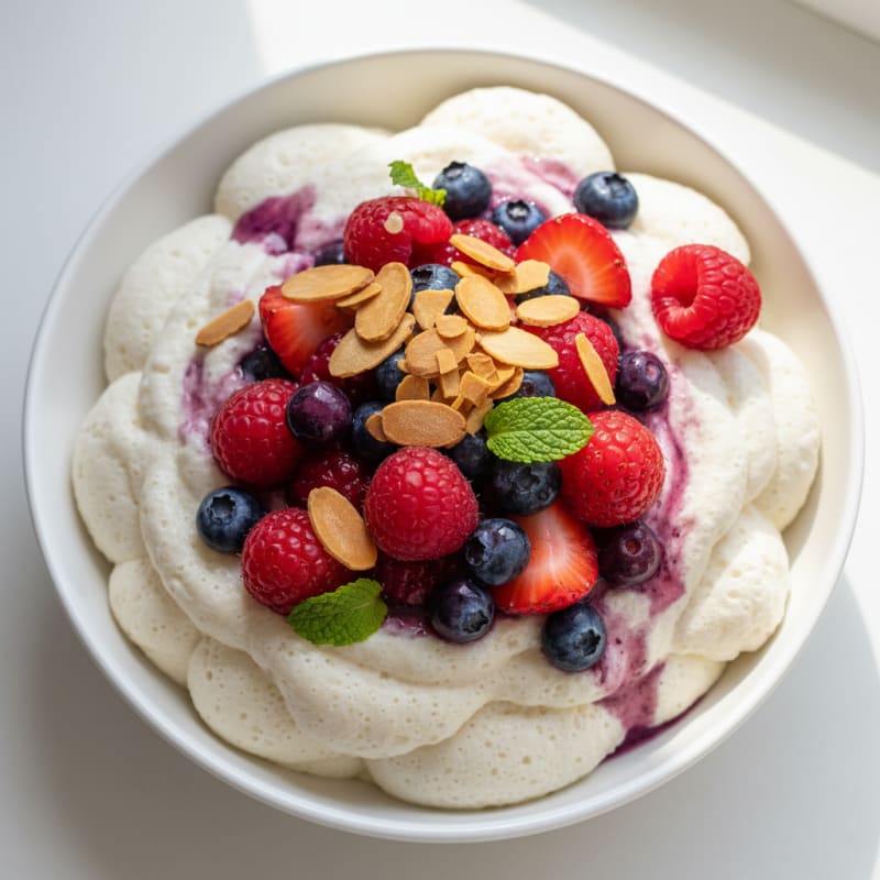 Silky Greek Yogurt Protein Mousse with Mixed Berries