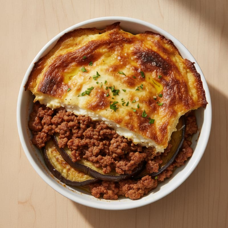 Baked Lamb Moussaka with Eggplant