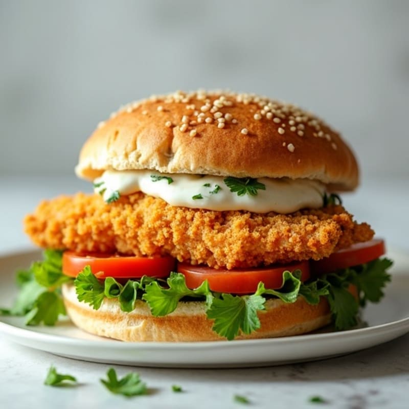 Crispy Air-Fried Chicken Sandwich with Herb Mayo