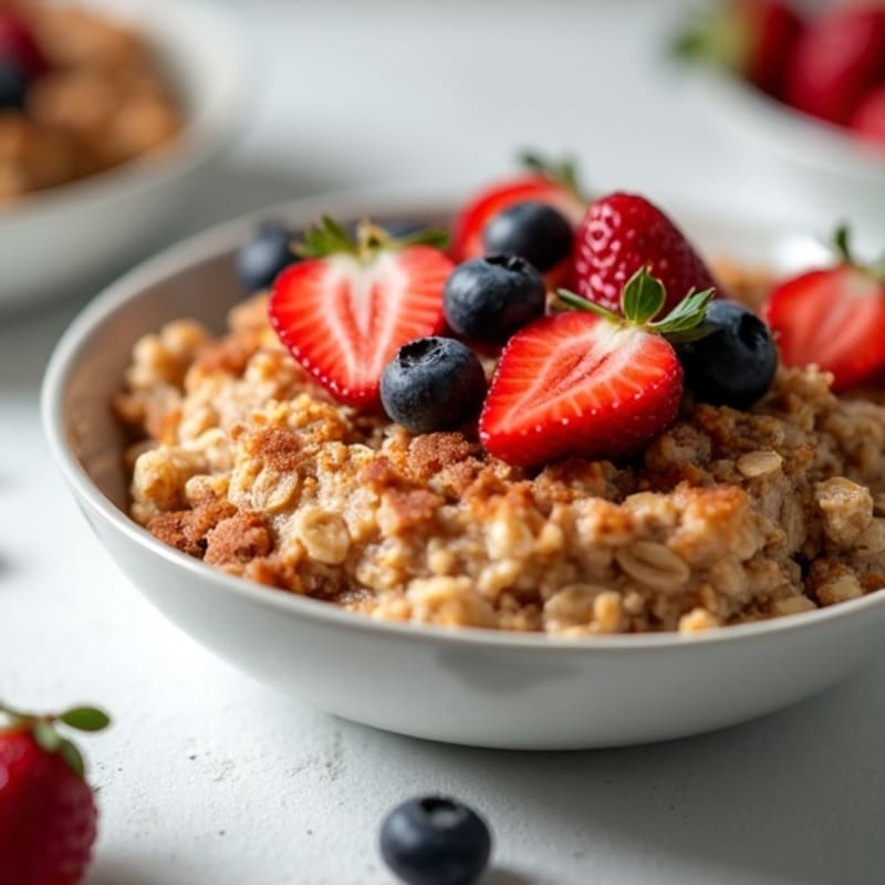 Cinnamon Swirl Baked Oatmeal with Fresh Berries