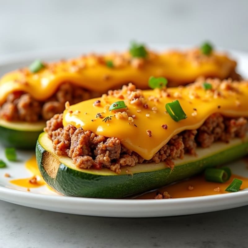 Cheesy Stuffed Zucchini Boats with Lean Ground Beef and Turkey