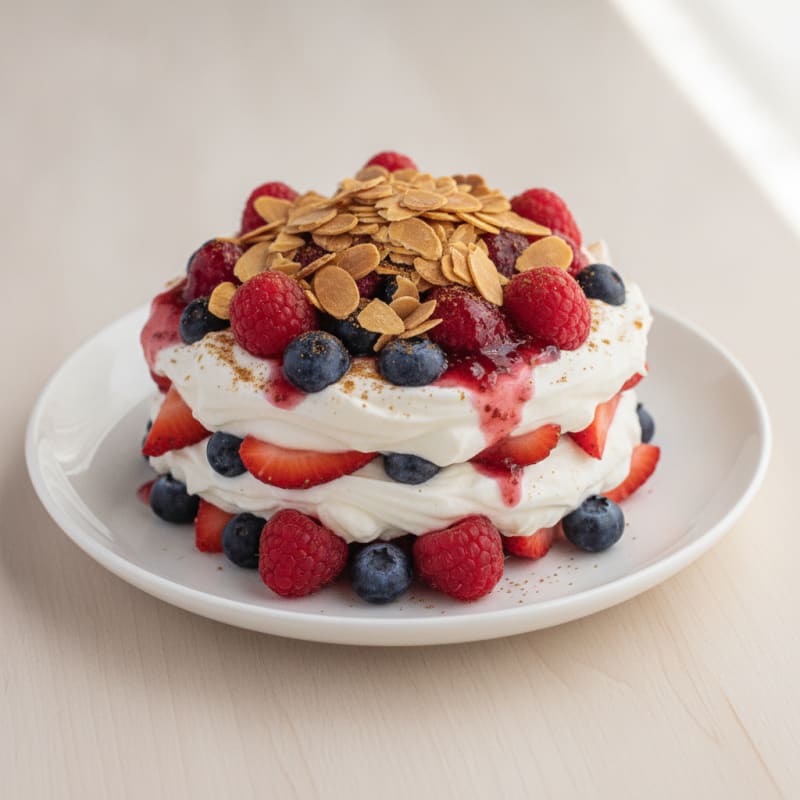 Greek Yogurt Protein Parfait with Mixed Berries and Almonds