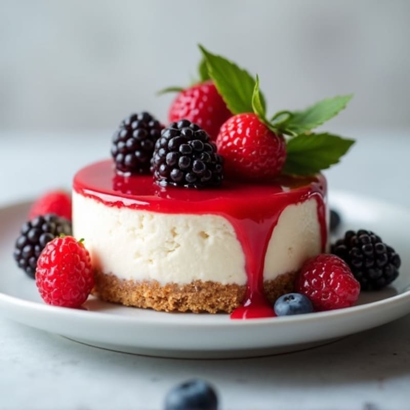 Greek Yogurt Protein Cheesecake with Mixed Berries