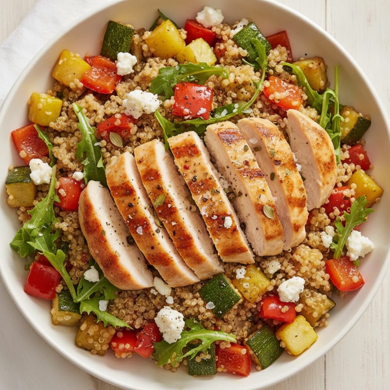 Quinoa with Roasted Vegetables and Feta