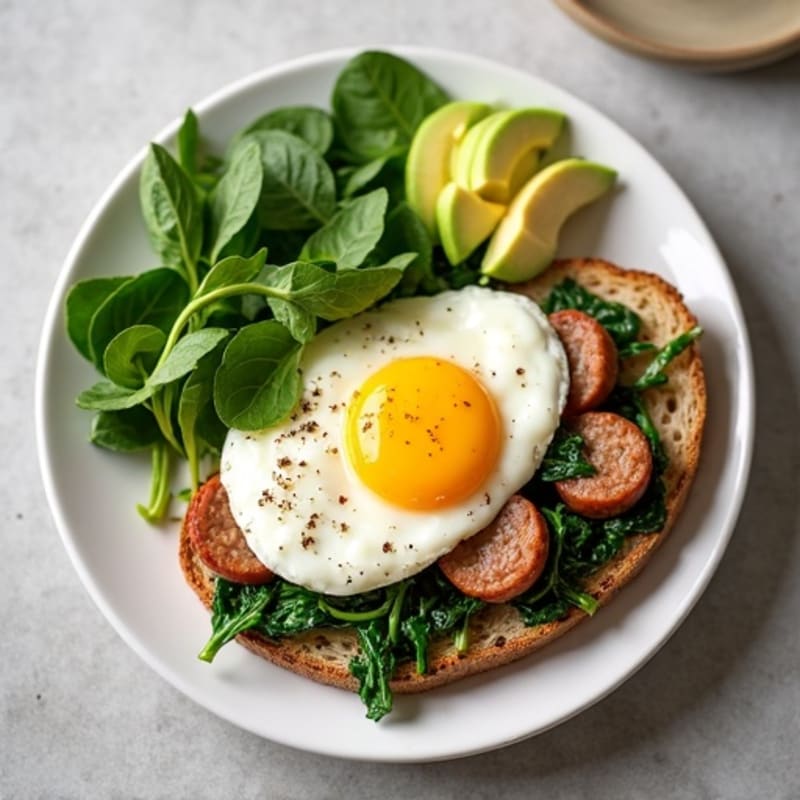 Egg White and Spinach Scramble with Turkey Sausage
