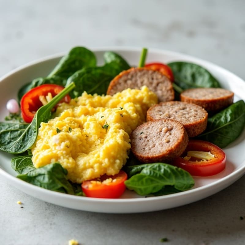 Egg White and Turkey Sausage Scramble with Spinach