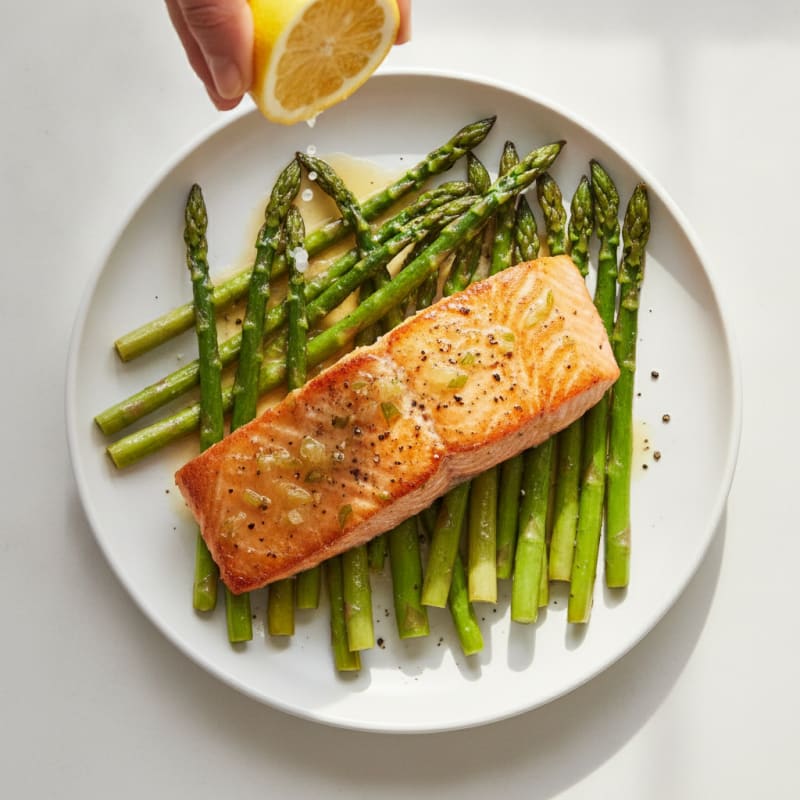 Pan-Seared Salmon with Roasted Asparagus