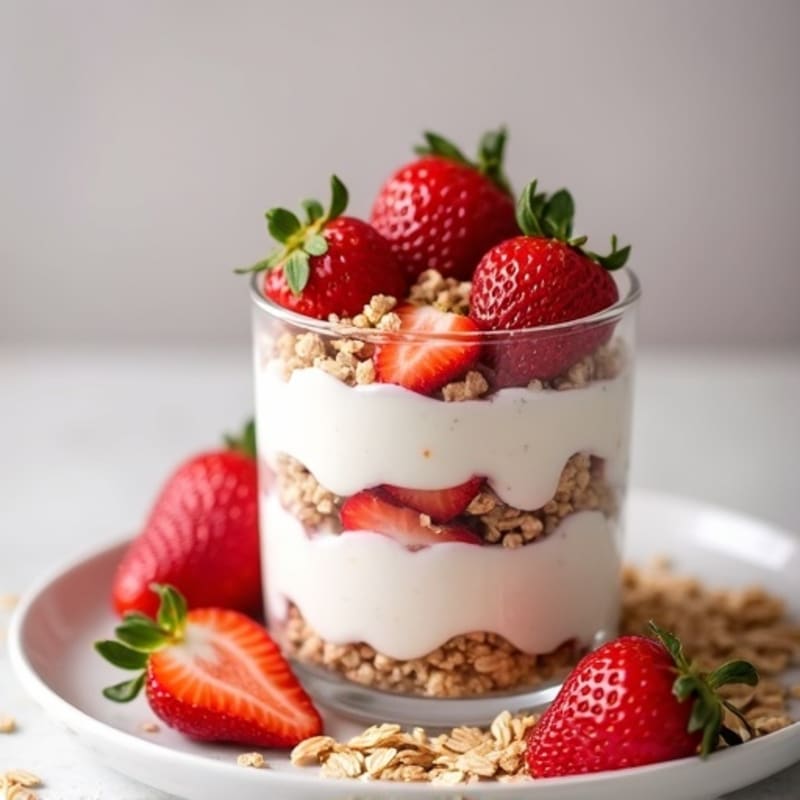 Creamy Strawberry Protein Parfait with Crispy Vanilla Oat Crumble