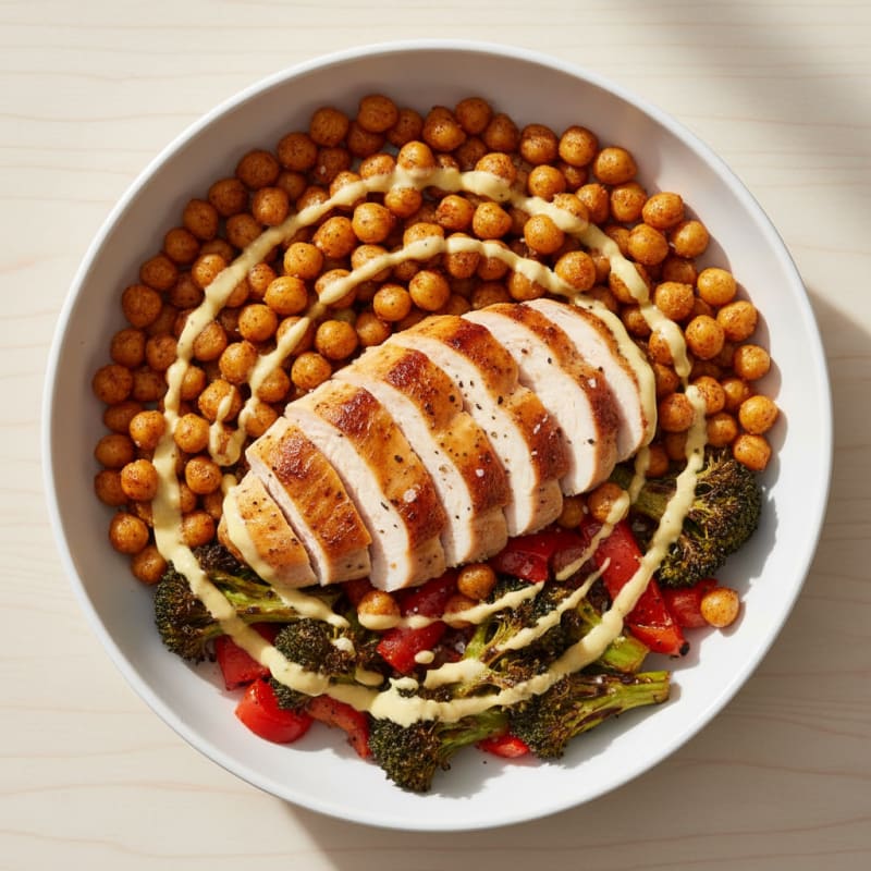 Crispy Chickpea and Roasted Vegetable Bowl