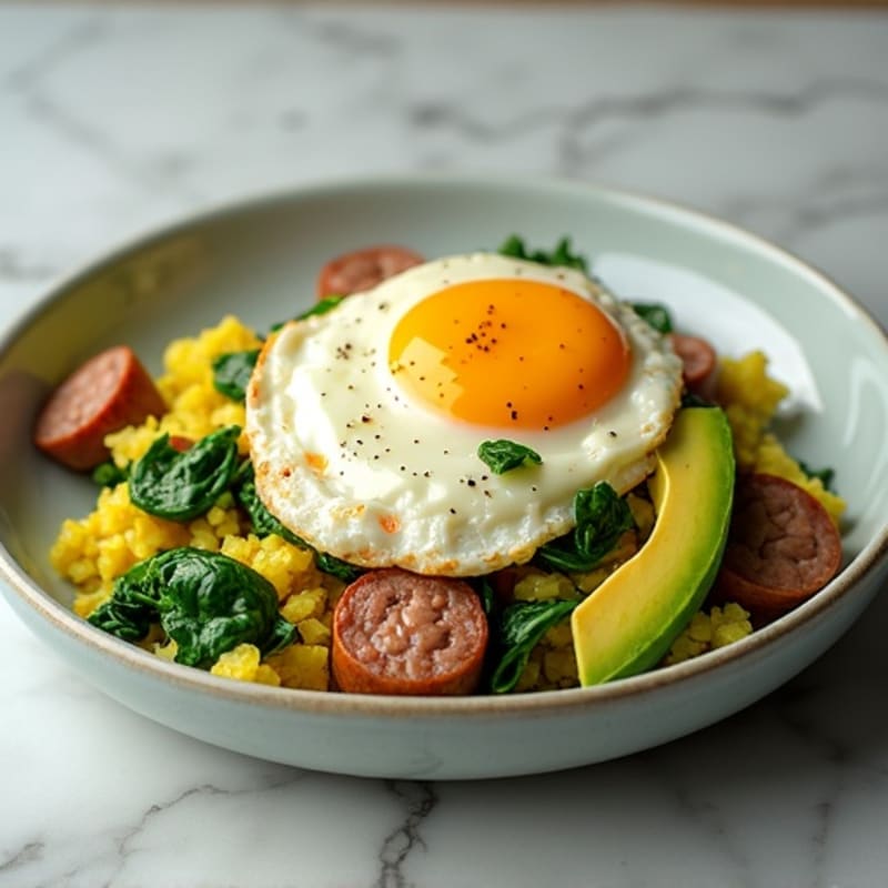 Egg White and Turkey Sausage Scramble with Spinach