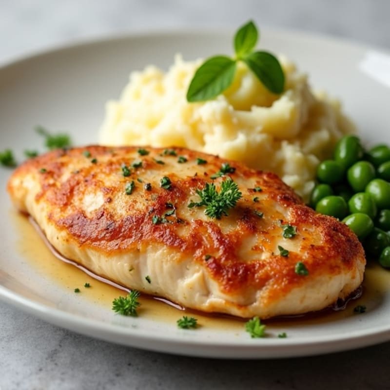 Crispy Pan-Seared Chicken with Creamy Garlic Mashed Potatoes