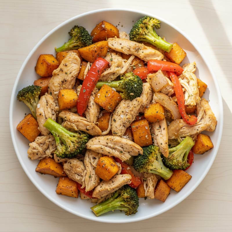 Shredded Chicken with Roasted Vegetables