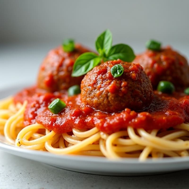 Lean Turkey Meatballs with Whole Wheat Spaghetti and Robust Marinara