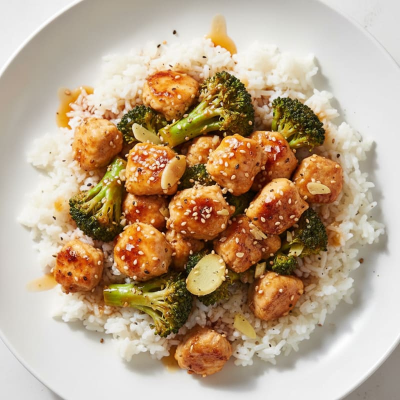 Honey-Sesame Ground Chicken and Broccoli Bowl