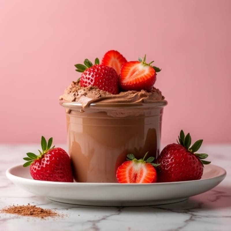 Chocolate Protein Mousse with Fresh Strawberries