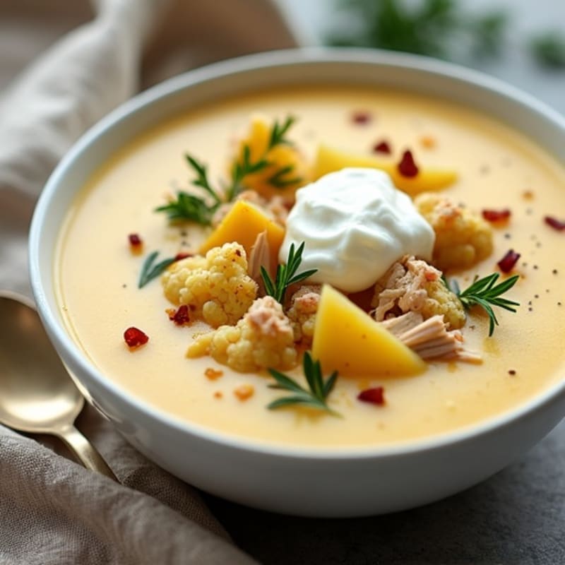 Creamy Roasted Potato and Cauliflower Soup