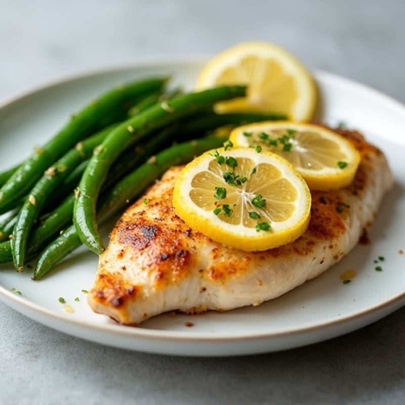 Pan-Seared Lemon Garlic Chicken with Roasted Green Beans