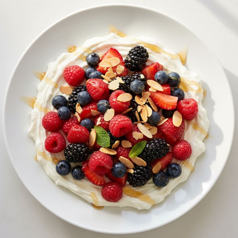 Silky Greek Yogurt Protein Pudding with Mixed Berries