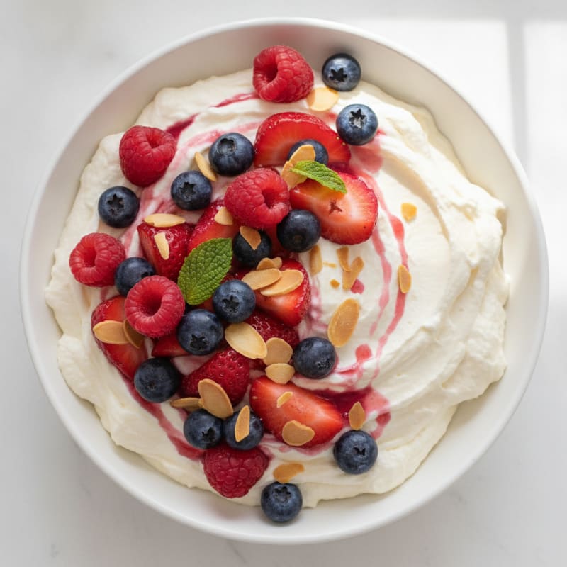 Greek Yogurt Protein Mousse with Mixed Berries