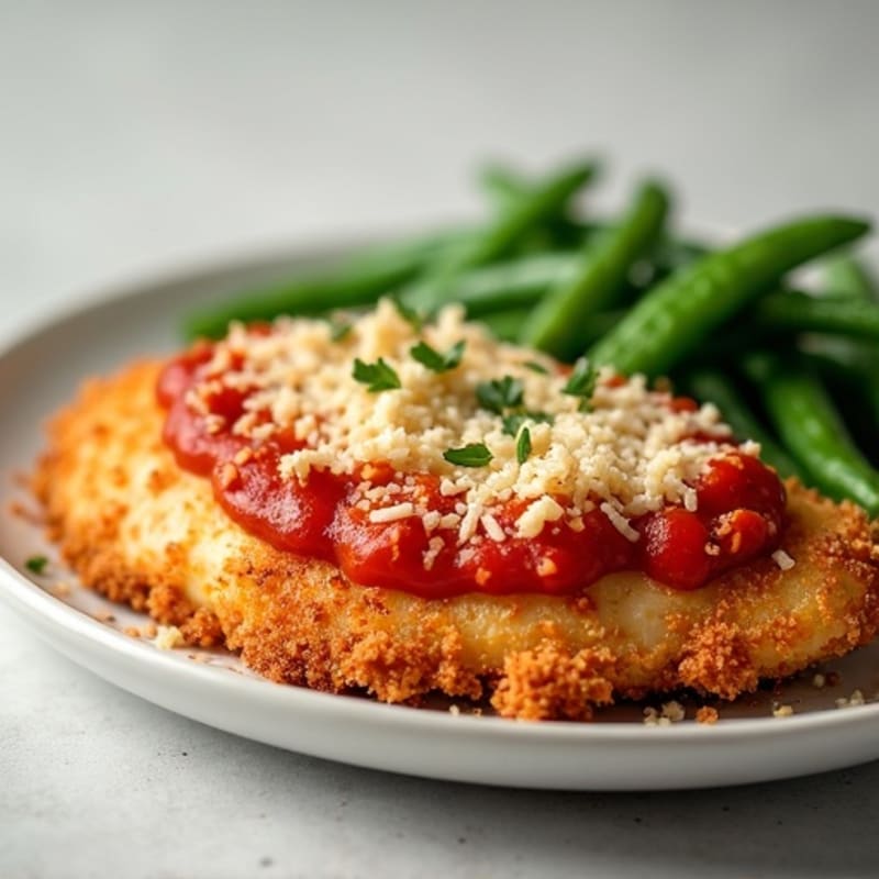 Crispy Baked Chicken Parmesan with Roasted Green Beans