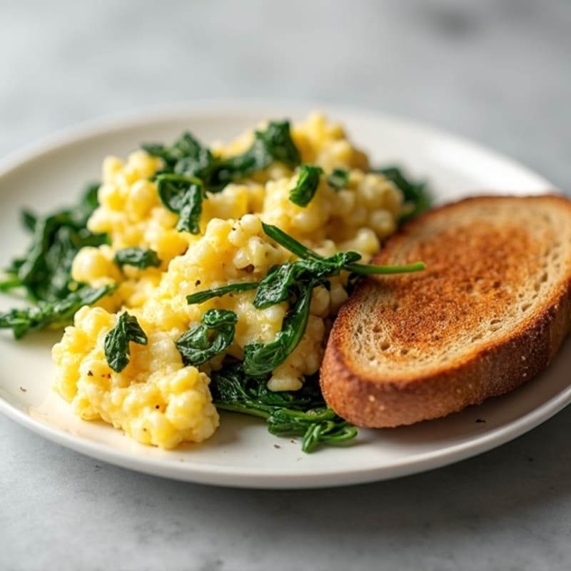 Egg White Spinach Scramble with Turkey Sausage
