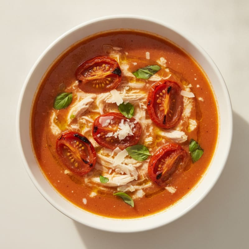 Roasted Tomato Basil Soup with Parmesan