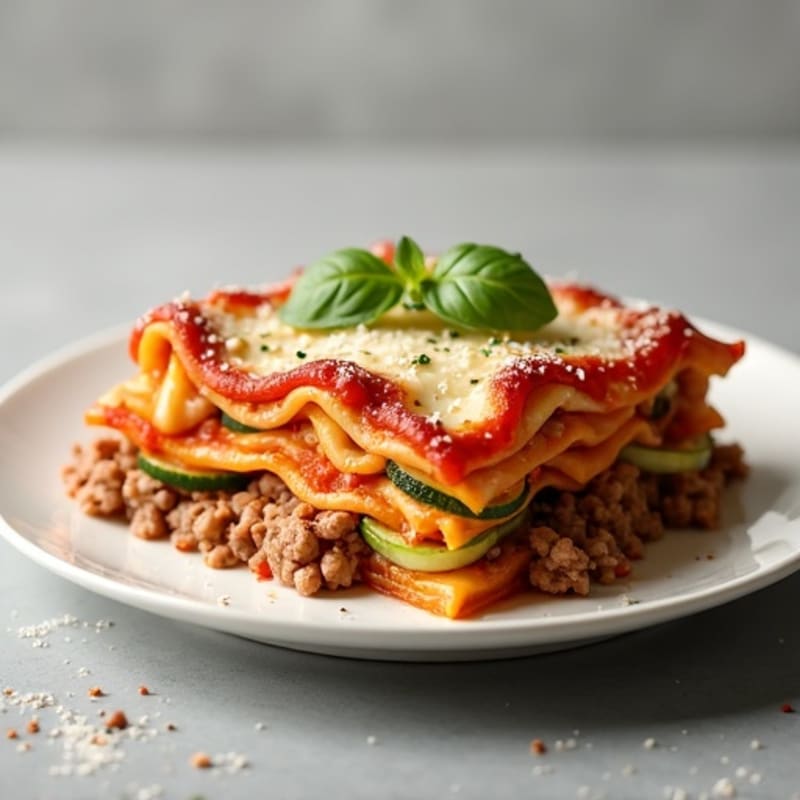 Creamy Lean Beef Zucchini Lasagna Bake