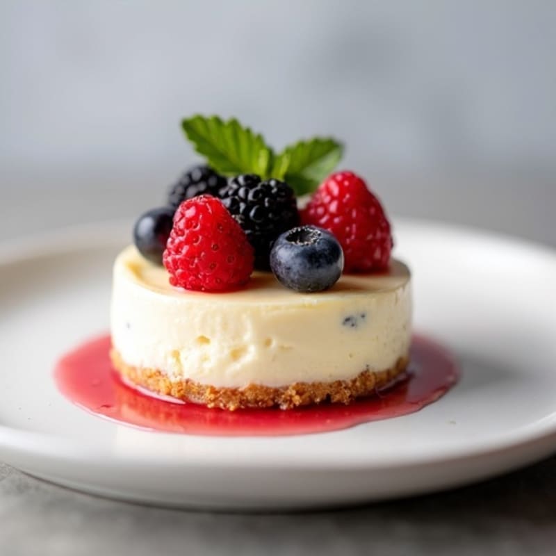 Greek Yogurt Protein Cheesecake with Mixed Berries