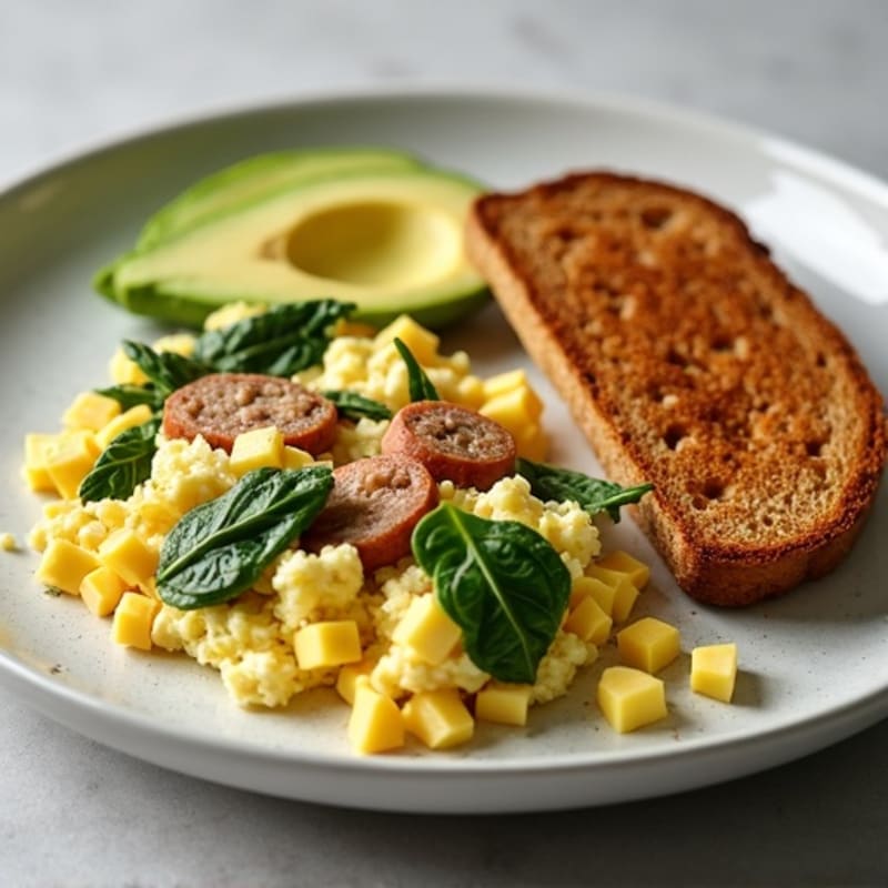 Egg White and Turkey Sausage Scramble with Spinach