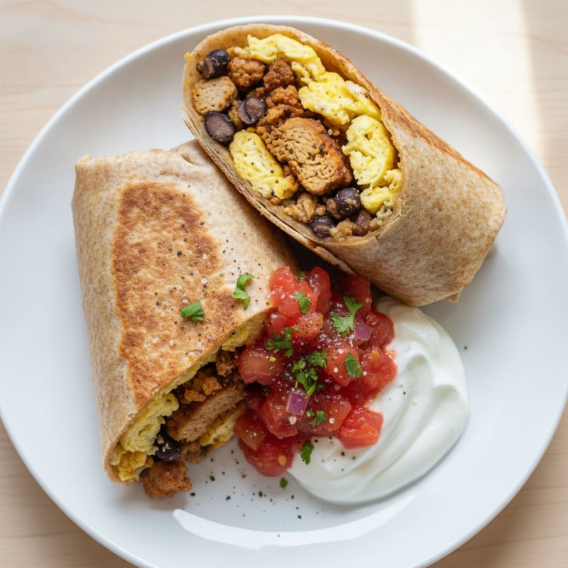 Loaded Breakfast Burrito with Salsa