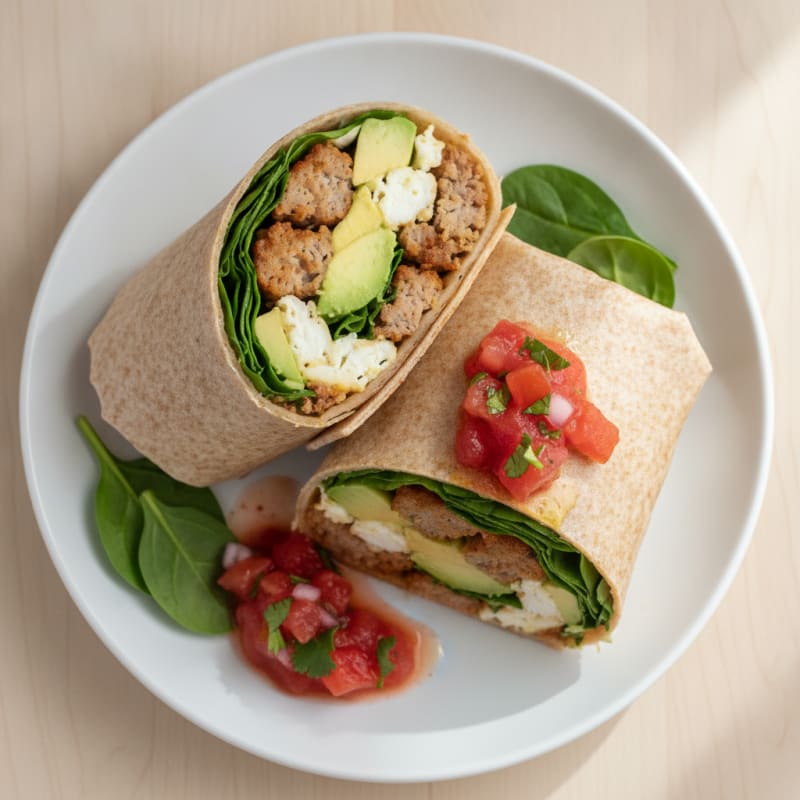 Hearty Sausage Breakfast Burrito with Salsa