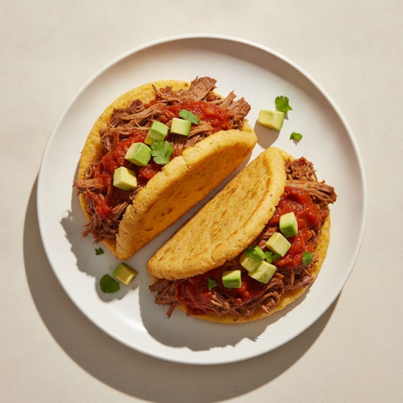 Slow-Cooked Shredded Beef Arepas