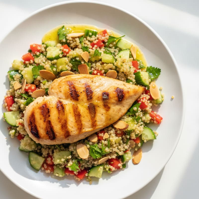 Grilled Chicken Breast with Crunchy Quinoa Salad