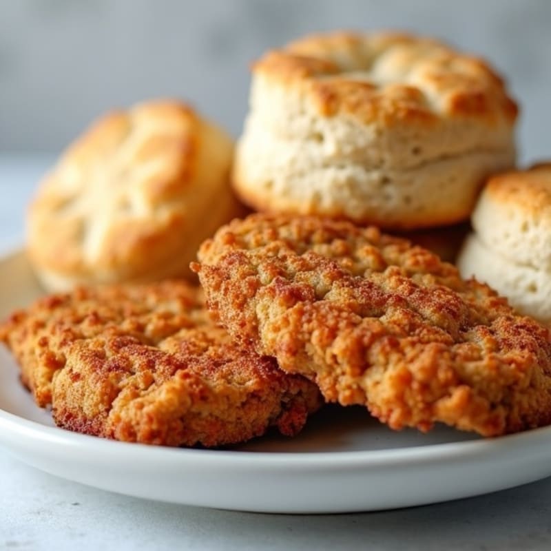 Crispy Oven-Fried Chicken with Fluffy Whole Wheat Drop Biscuits