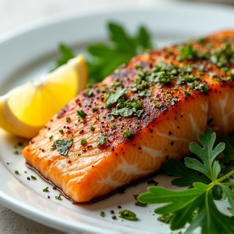 Herb-Crusted Pan Seared Salmon with Lemon