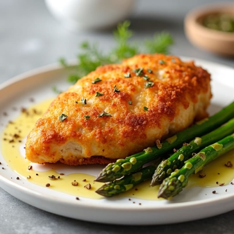 Crispy Buttermilk Baked Chicken with Roasted Asparagus