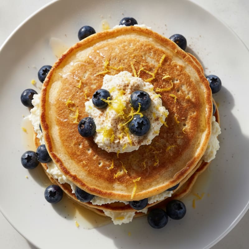 Blueberry Ricotta Pancakes with Lemon Zest