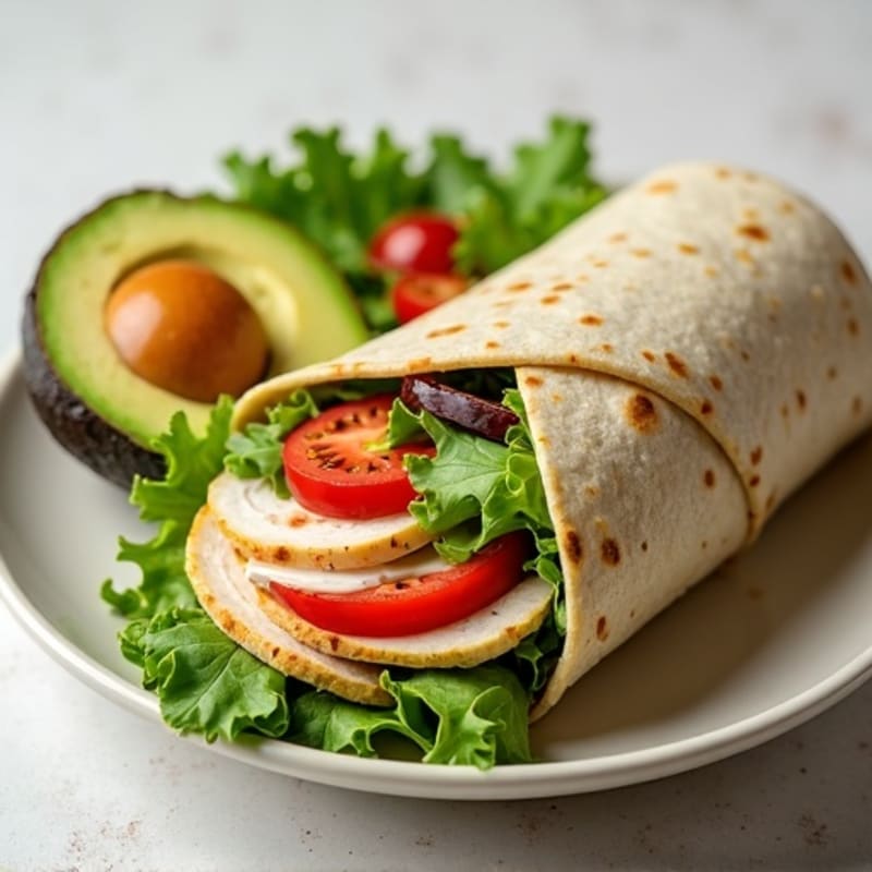 Creamy Avocado Turkey Wrap with Fresh Greens