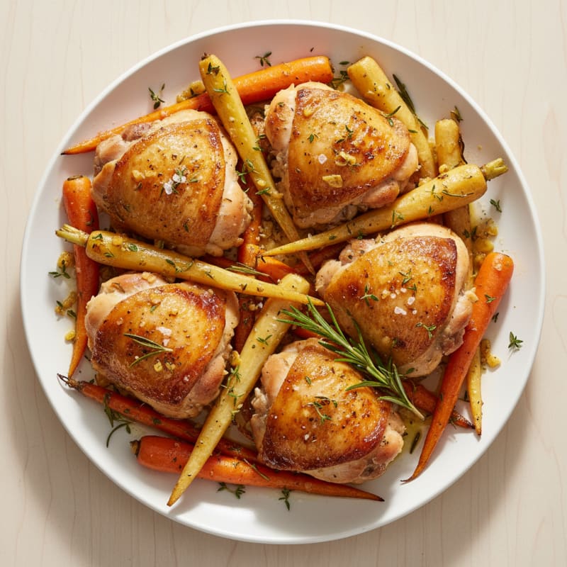Garlic-Herb Roasted Chicken Thighs with Root Vegetables