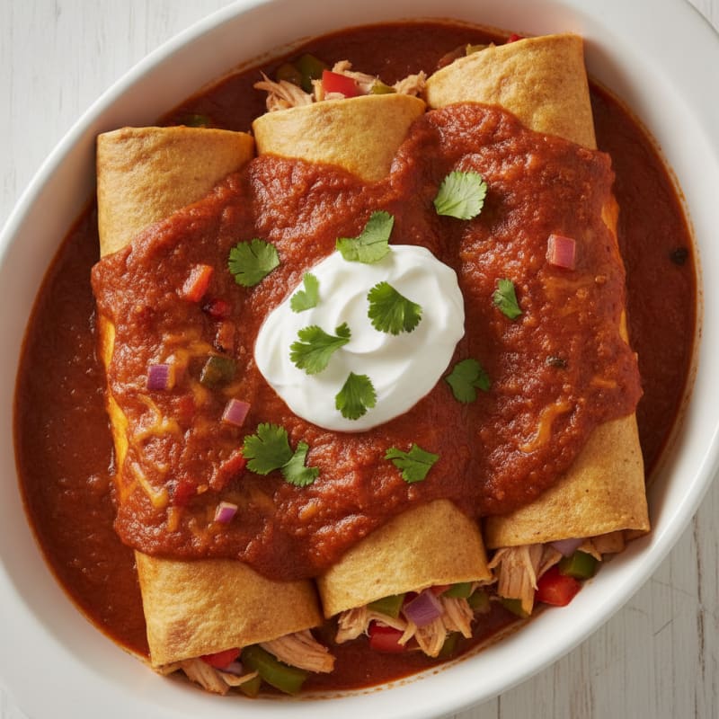 Chicken Enchiladas with Red Chili Sauce