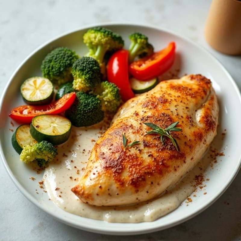 Creamy Spiced Chicken with Roasted Veggies