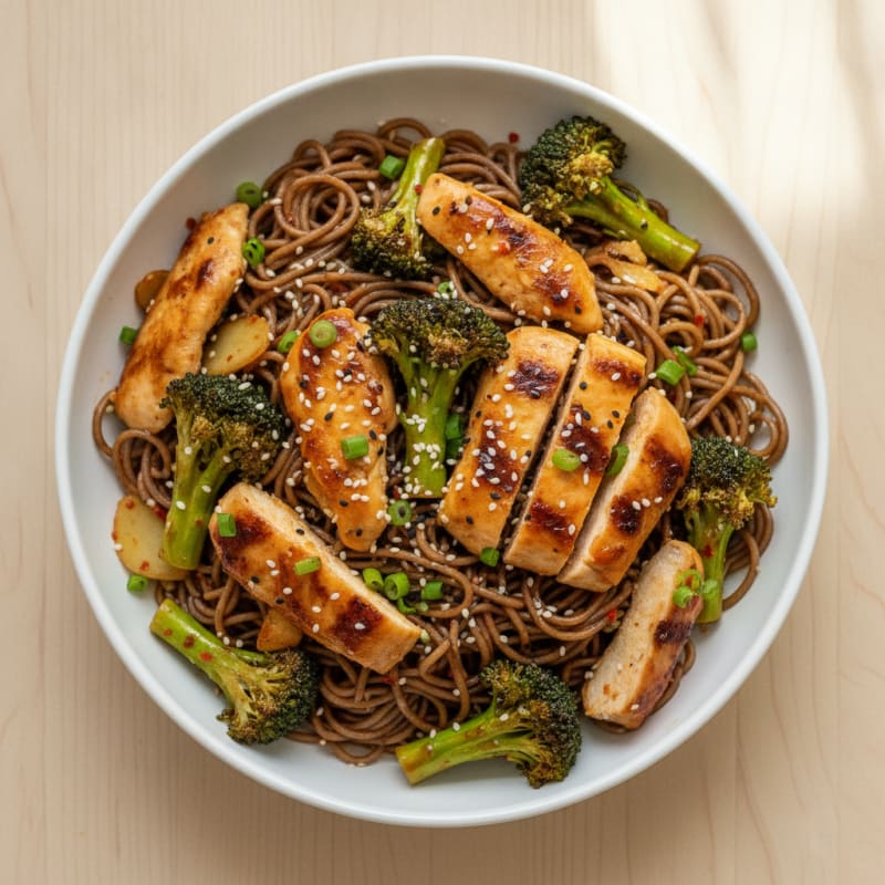 Sesame-Ginger Chicken with Garlic Noodles