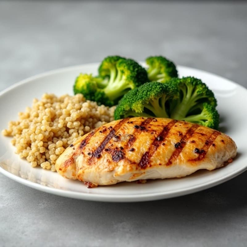 Grilled Chicken Breast with Quinoa and Steamed Broccoli