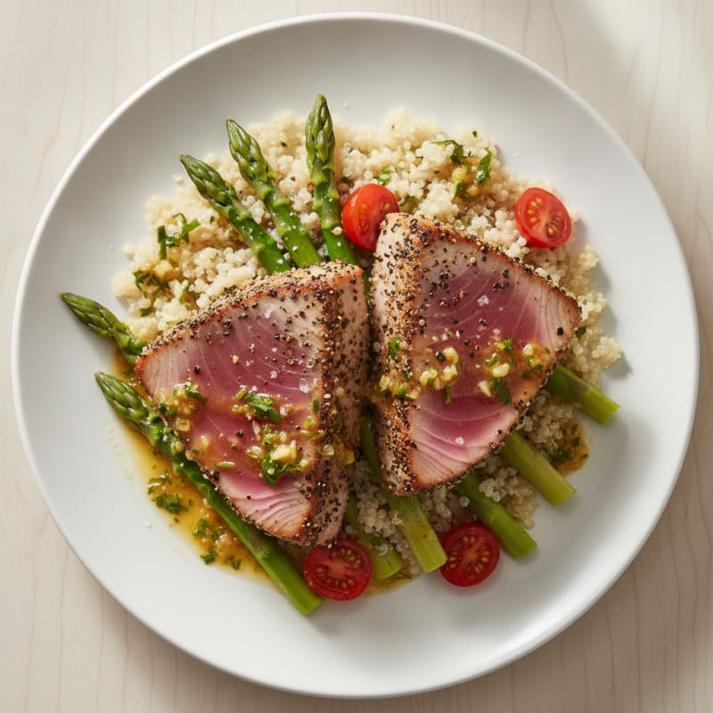 Pan-Seared Tuna with Lemon-Herb Sauce